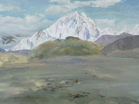 王玉山作品8《神木园后的山》80X60cm 油彩 2019年